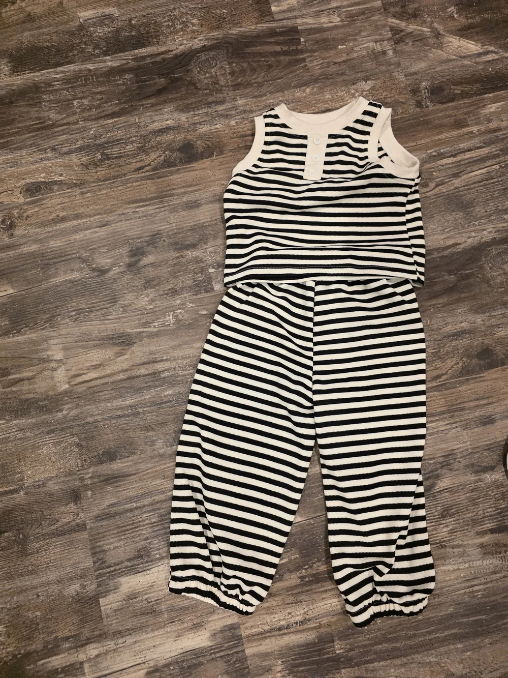 Black & White Striped Sleeveless Jumpsuit